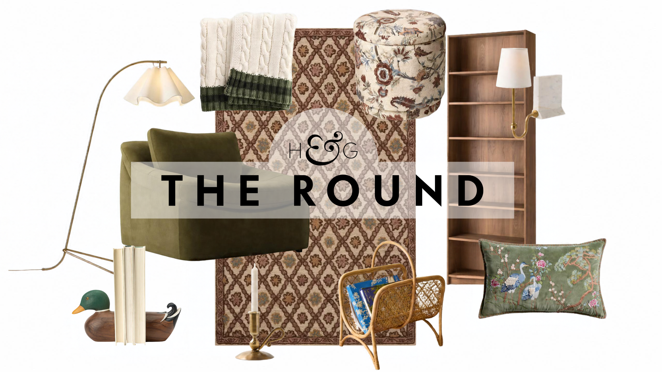 an assortment of decor for a reading nook