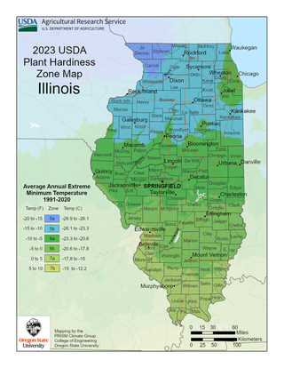 USDA Plant Hardiness Zone Map for Illinois