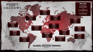 Assassin's Creed Shadows release timings worldwide