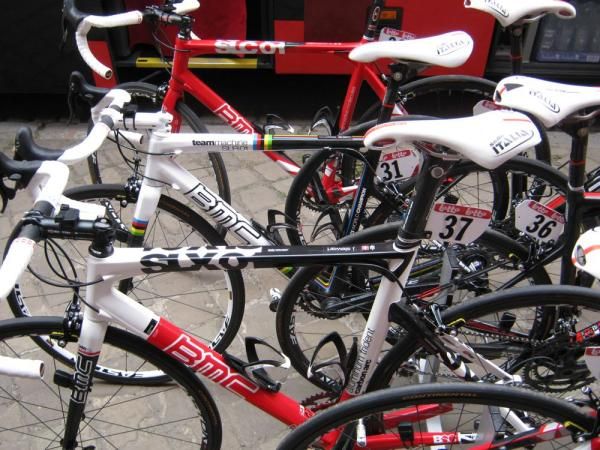 The BMC bikes await their riders