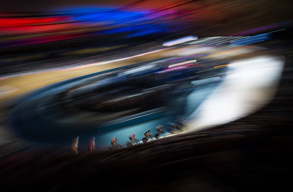 Riders in action during the Six Day London Cycling at the Velodrome