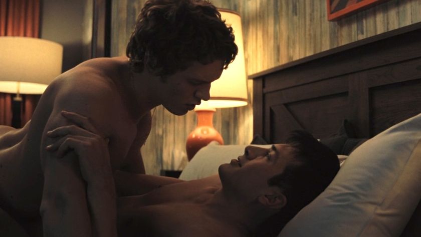 Ilya laying on top of Shane in Heated Rivalry Episode 1