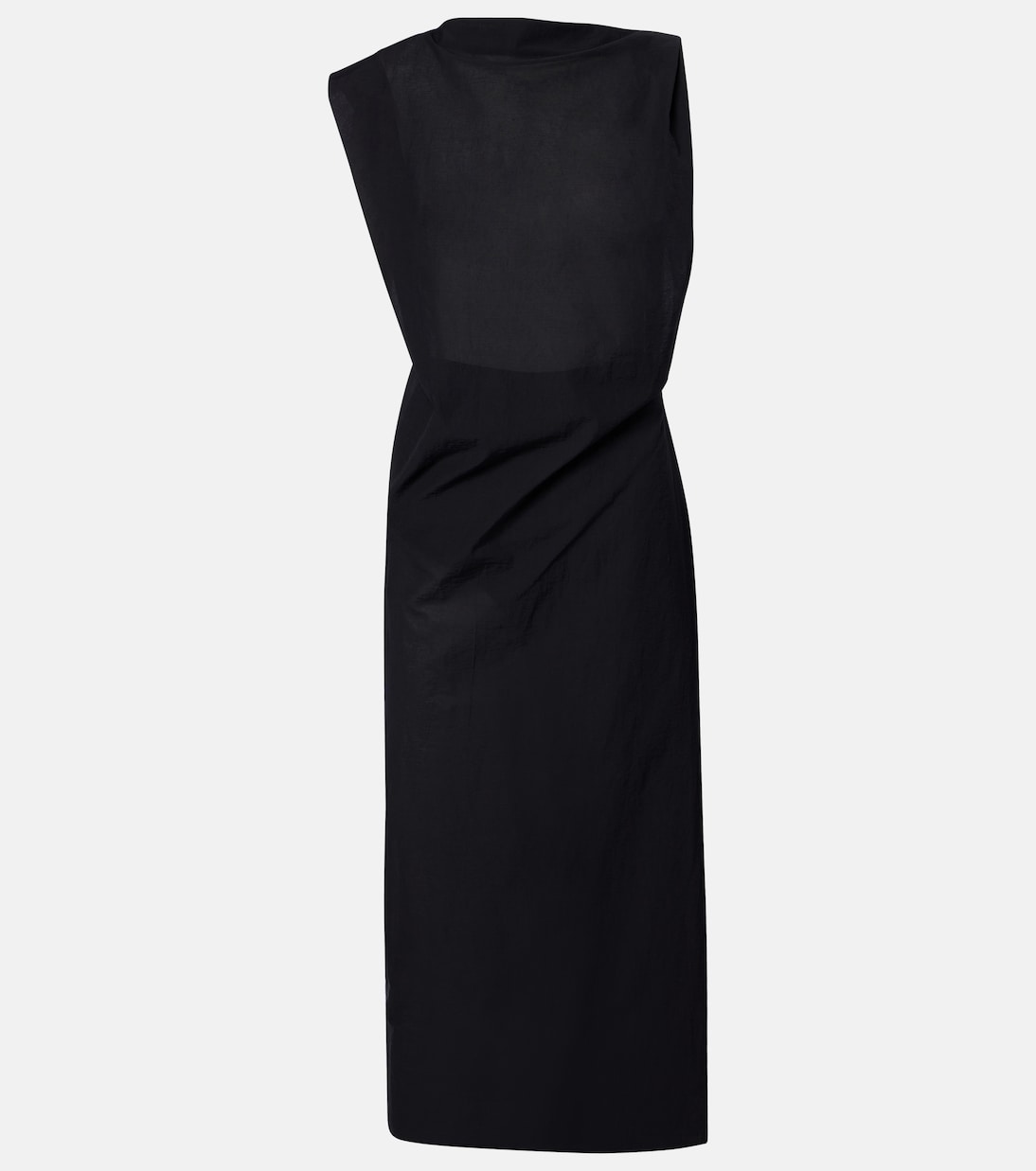 Drap Cotton-Blend Poplin Midi Dress in Black - Jacquemus