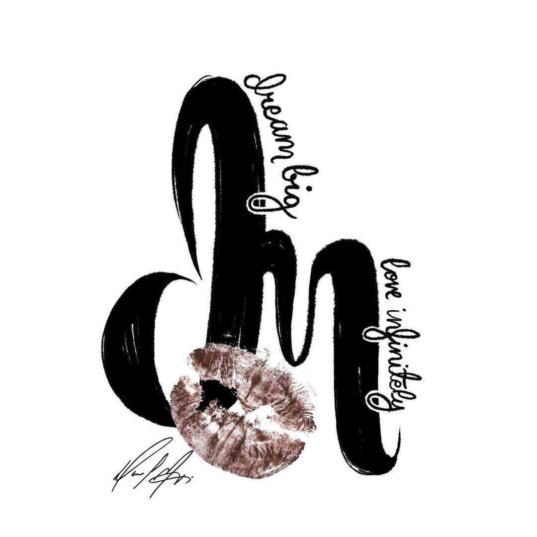 Beauty Backed Trust Industry Icons Danessa Myricks artwork showing a 'D' and 'M' with the world 'dream big love infinitely'