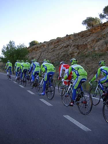 The green group makes its way out of Valencia.