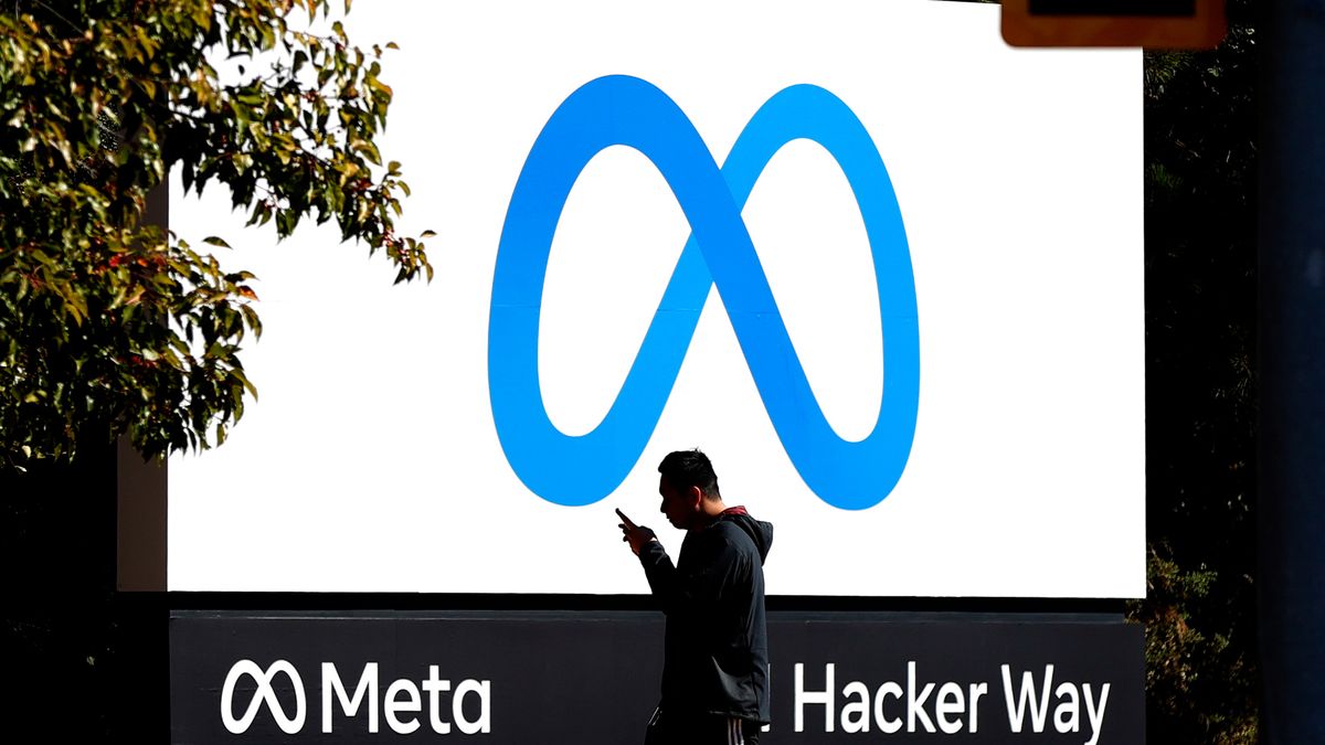 Meta logo pictured at Menlo Park, California.