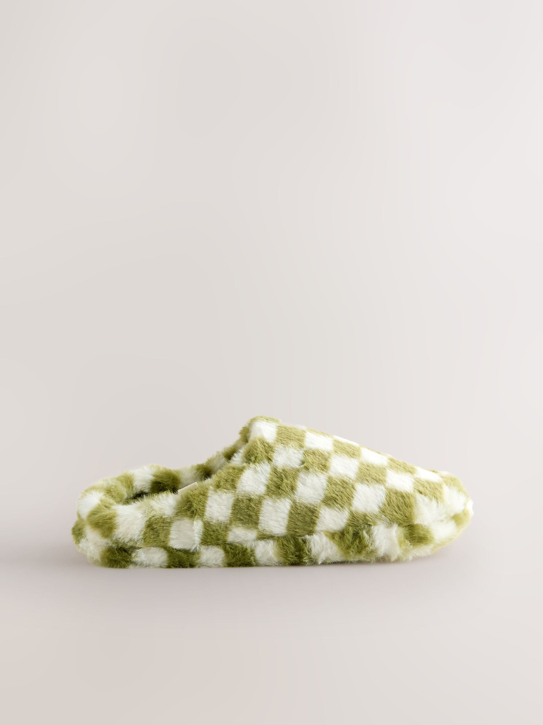 Green Check Mule Slippers