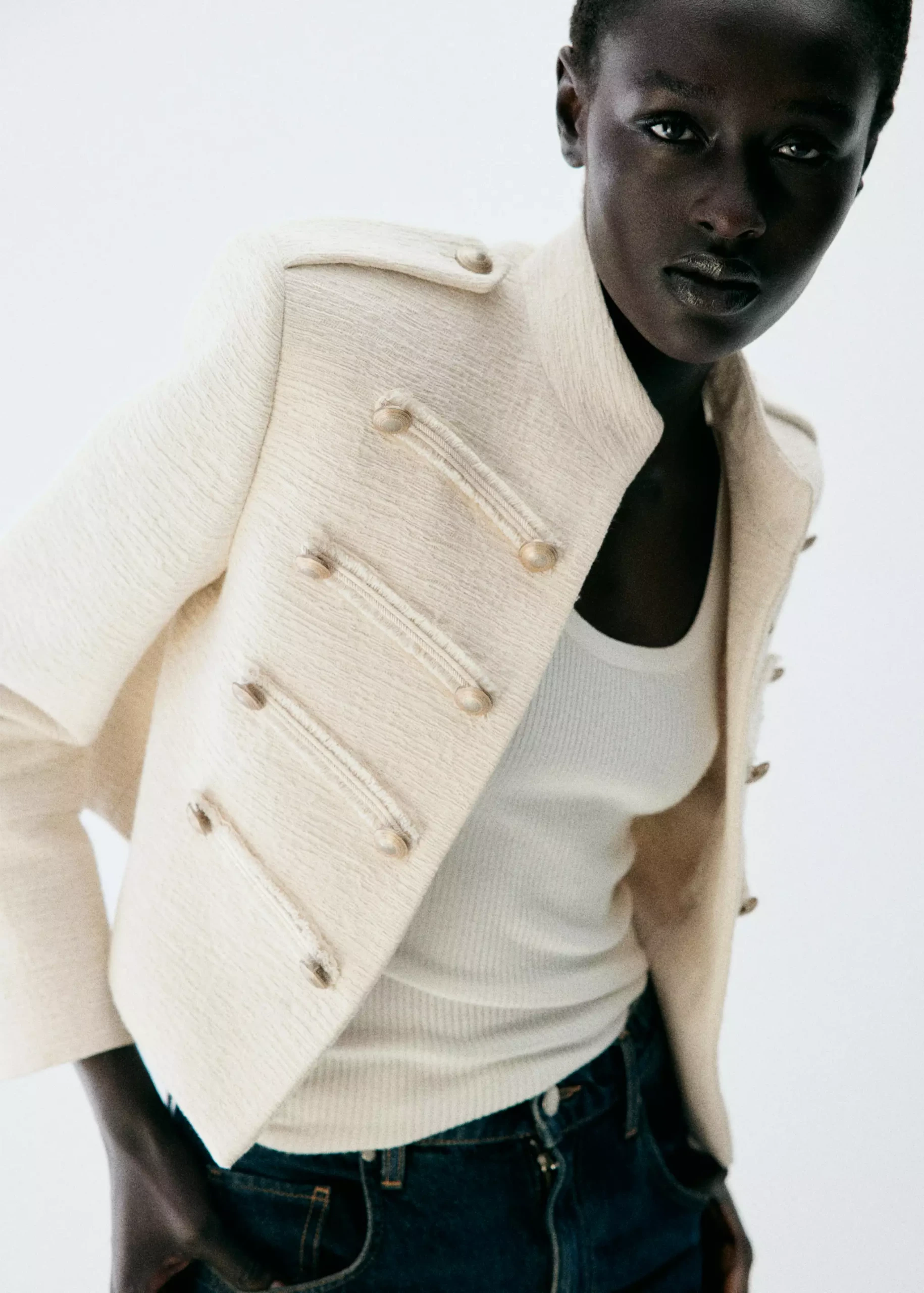 Tweed Jacket With Jewel Buttons - Women | Mango Usa