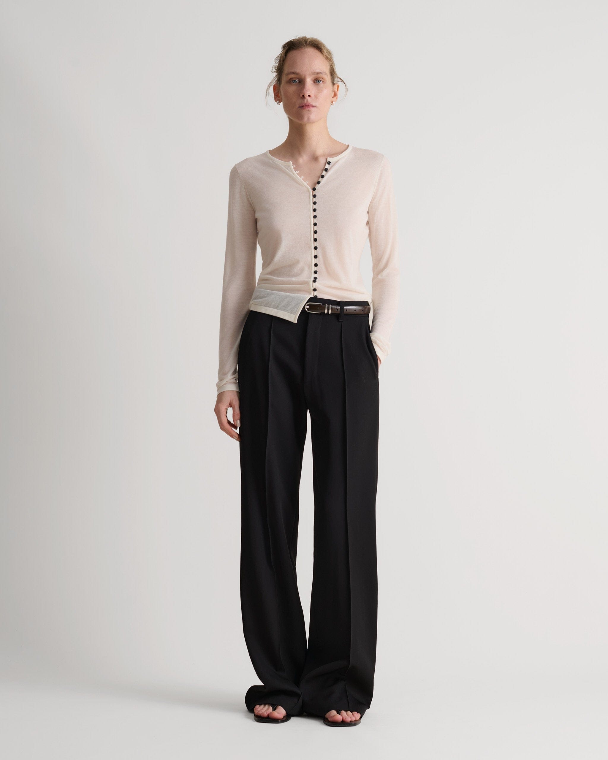 Women's Superfine Merino Button-Front Top - Buttermilk - Buttermilk / Xs