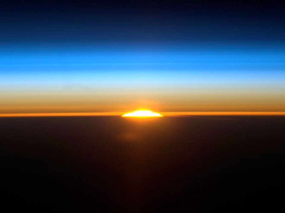 International Space Station image of one of 16 sunrises