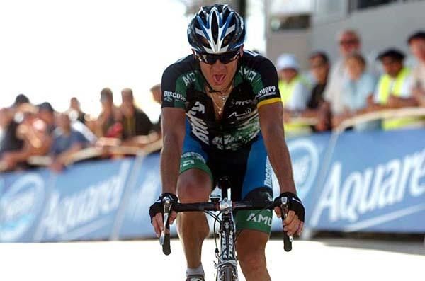 Yaroslav Popovych (Discovery Channel) finishes after a strong ride for the team.