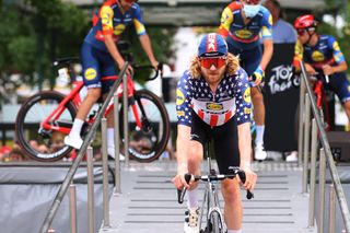 Quinn Simmons of Lidl-Trek at the start of stage 4 of the Tour de France 2023
