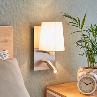 Aiden Wall Light, Led Reading Light, White, Nickel