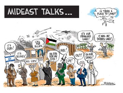 Political cartoon middle east peace talks