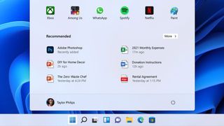 Windows 11 Start Menu - Recommended apps