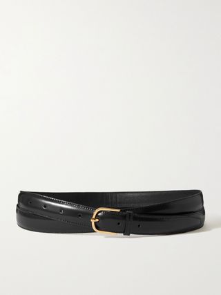 Black Toteme double-wrap belt with gold buckle