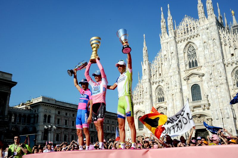 The 2011 Giro podium on the day would end up looking rather different in the history books