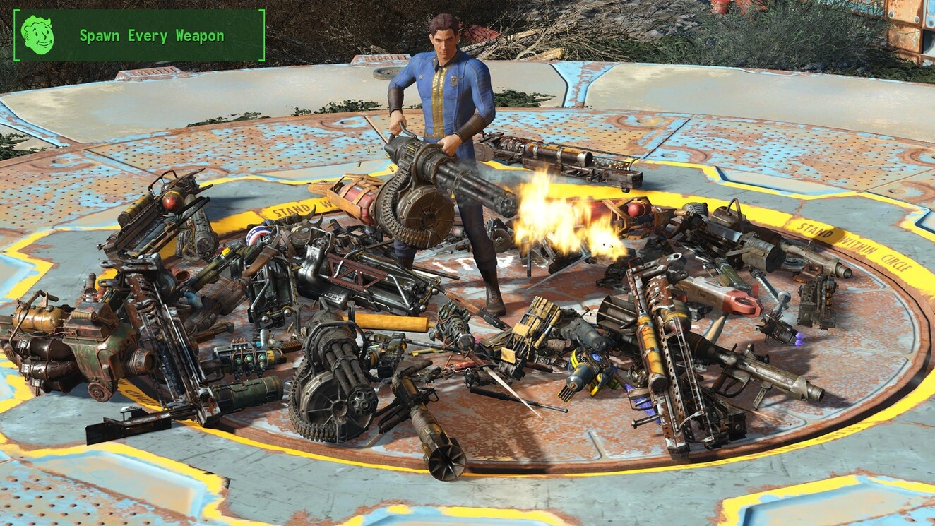 Screenshot of player spawning every gun in game.