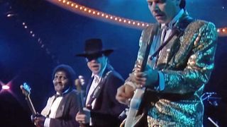 (from left) Albert Collins, Stevie Ray Vaughan and Jimmie Vaughan perform at the 1989 Presidential Inauguration Concert of U.S. president George Bush