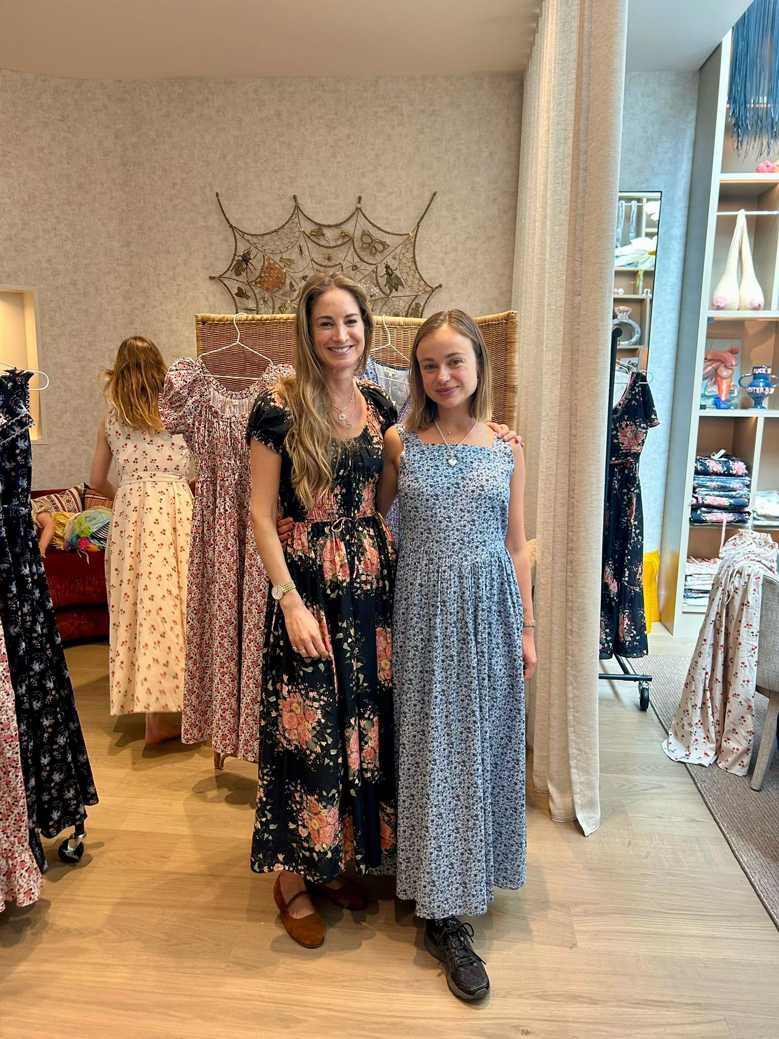Lady Amelia Windsor wearing a blue floral dress