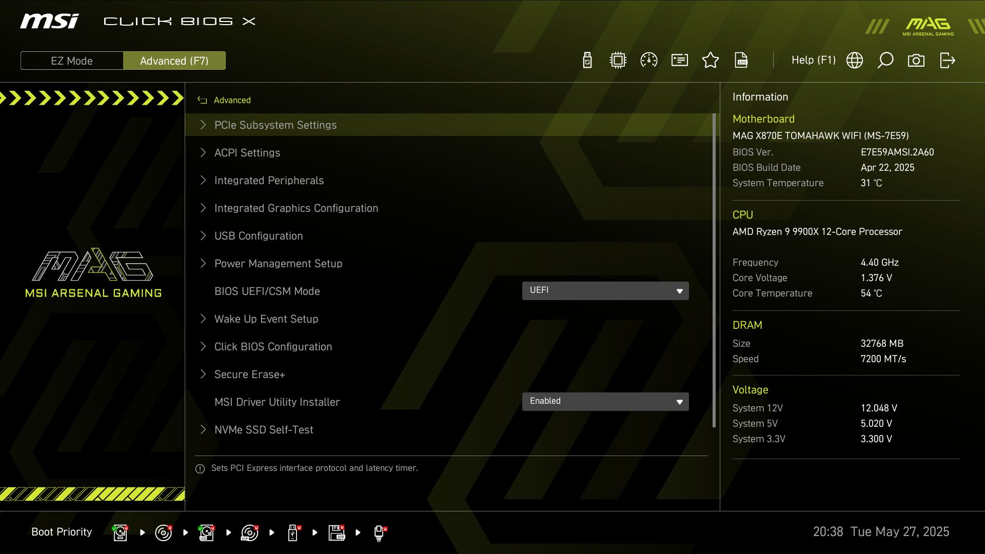 MSI MAG X870E Tomahawk Wifi