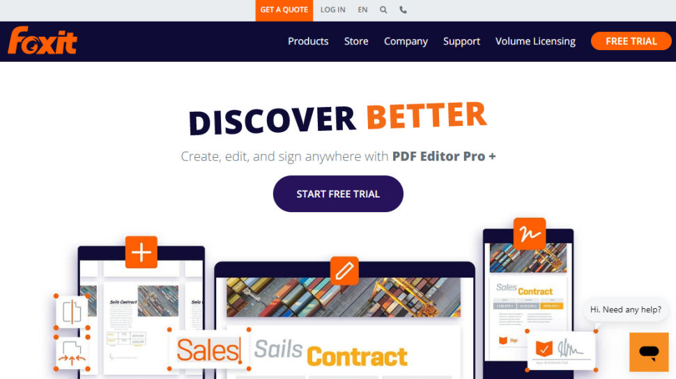 Tangkapan layar situs web untuk Foxit PDF Reader