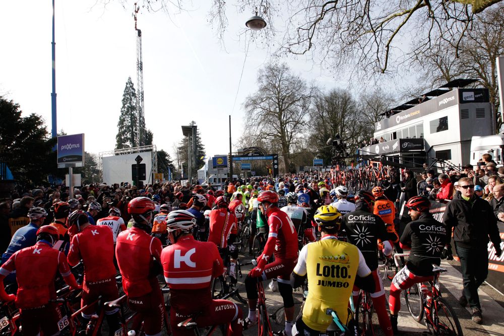 On the startline at Omloop Het Nieuwsblad