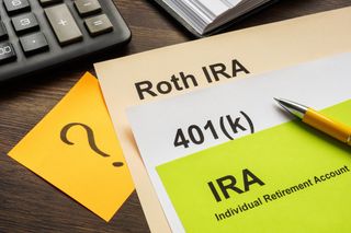 Retirement plans IRA, 401k and Roth IRA for choosing. - stock photo