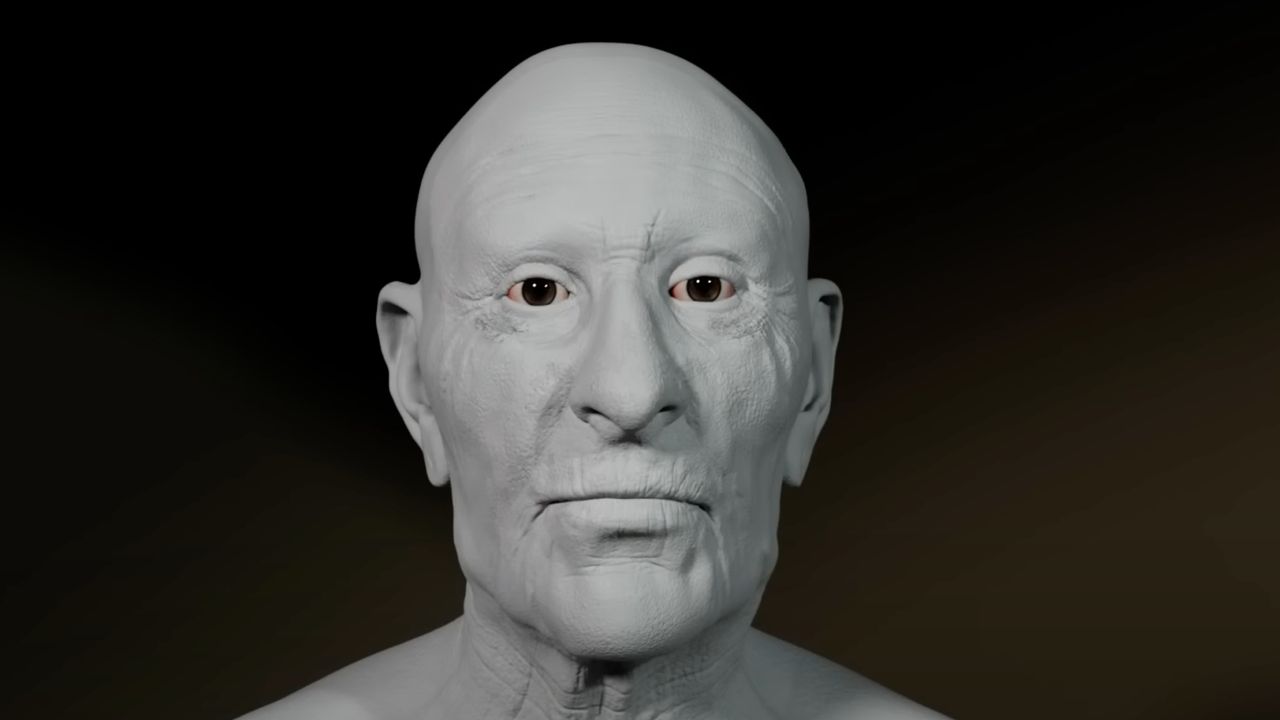 The first stage of the facial reconstruction was to use anatomical measurements and other techniques to determine how the pharaoh looked when he died at the age of 90.