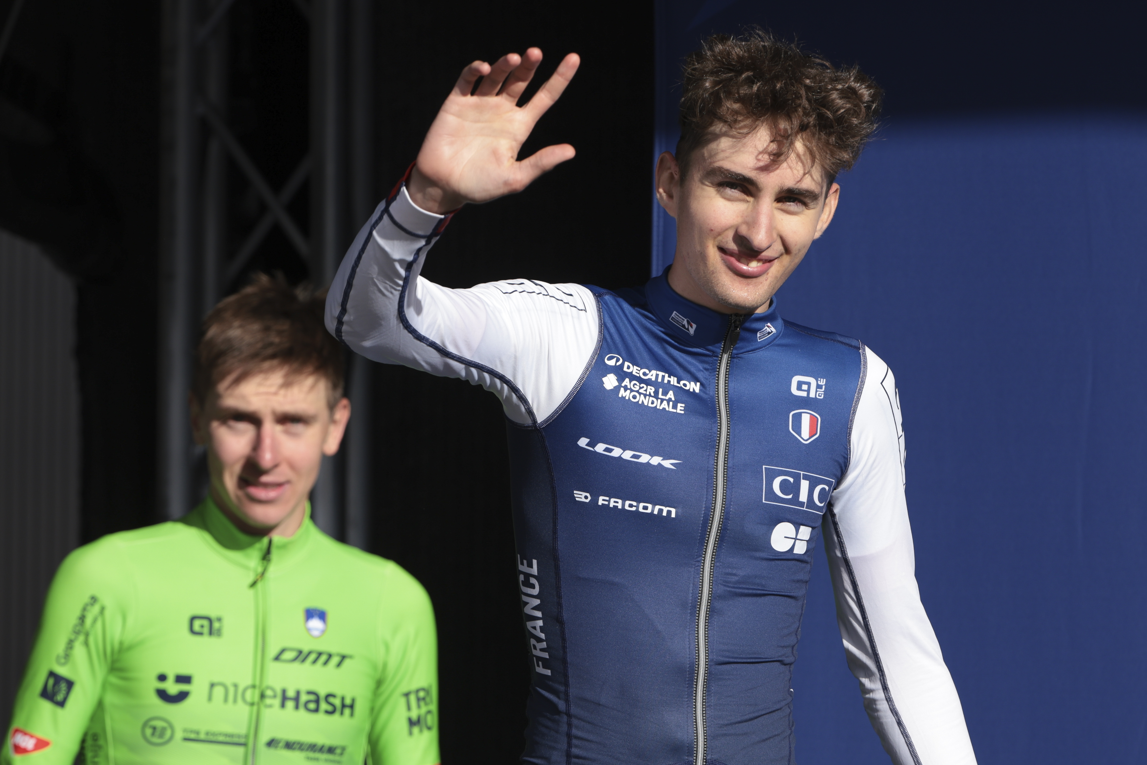 Paul Seixas with Tadej Pogacar