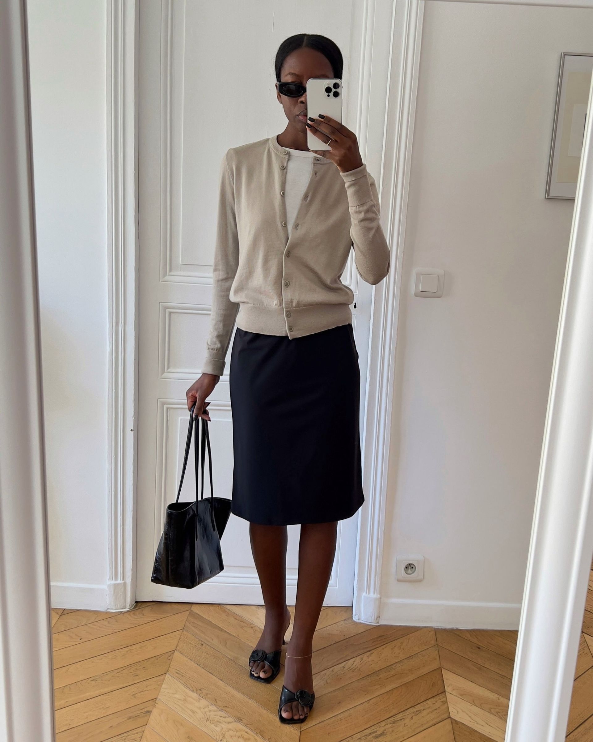 Syvlie Mus wearing a polished fall outfit.