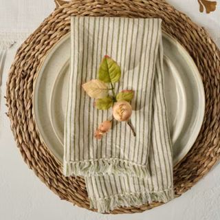 Green Striped Napkin Set of Four