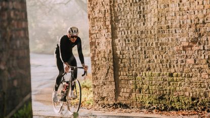 Image shows a person who has used one of the best chamois creams' before heading out on a winter endurance ride