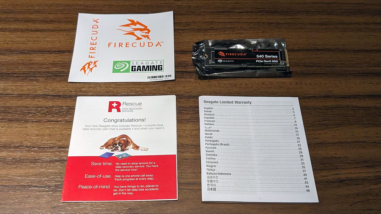 Seagate FireCuda 540 SSD box contents
