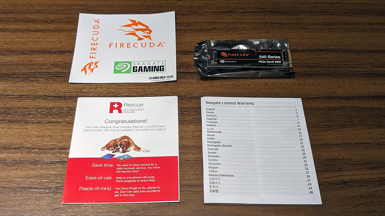 Seagate FireCuda 540 SSD box contents