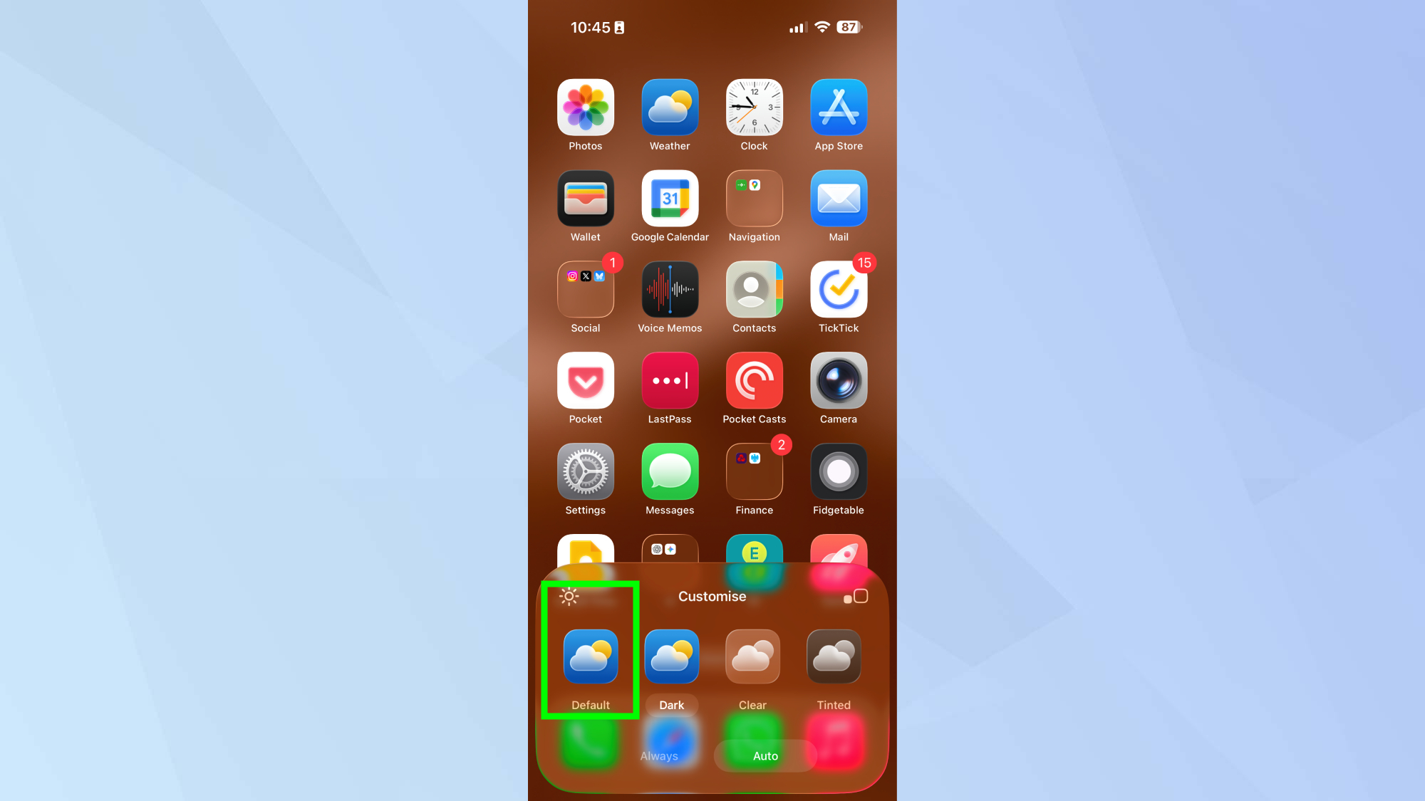 iPhone home screen icons default