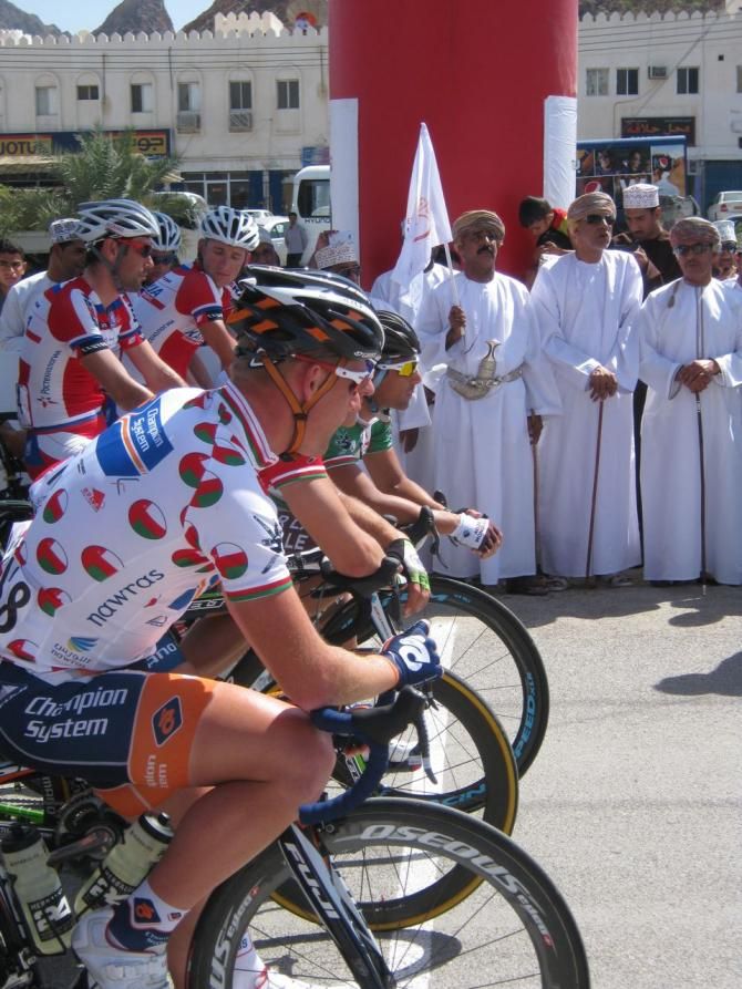 The jersey leaders at the start of stage two in Oman