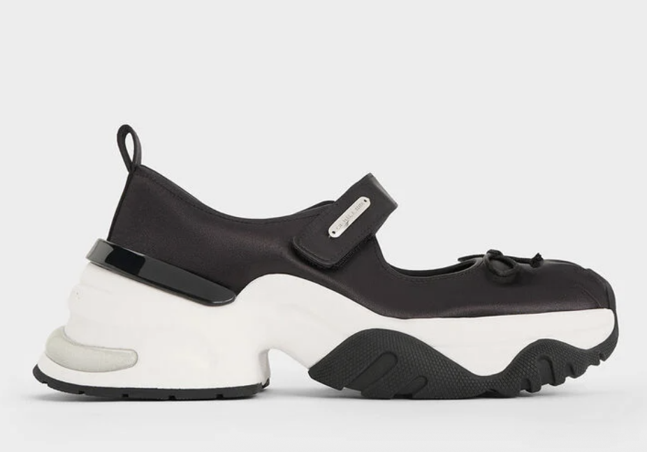 Charles &amp;amp; Keith, Satin Bow Two-Tone Mary Jane Sneakers