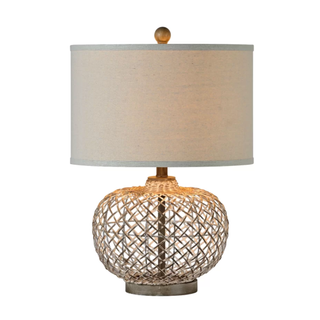 table lamp with woven rattan basket base