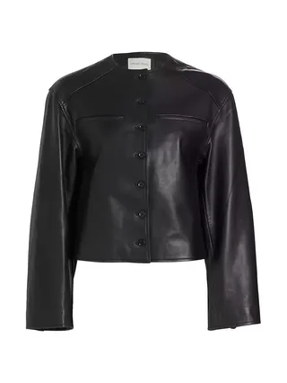 Leather Collarless Jacket