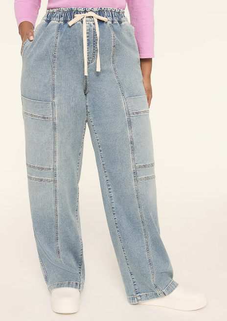 Lane Bryant, Cloud Knit Pull-On High-Rise Relaxed Straight Cargo Jean