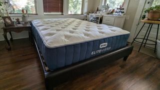 Bear Elite Hybrid mattress, in a queen size on our lead tester's bed frame