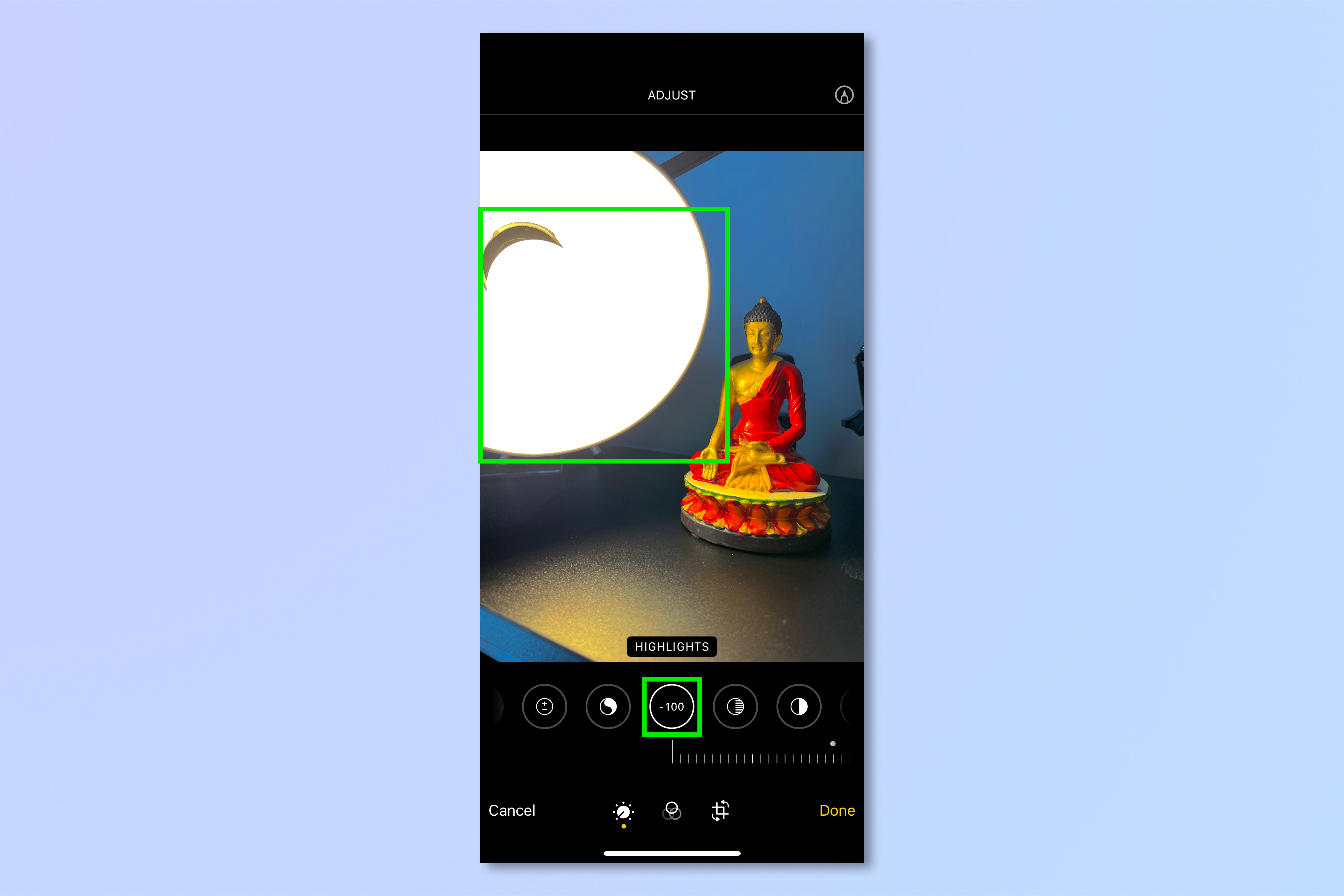 A screenshot showing how to edit photos on iPhone