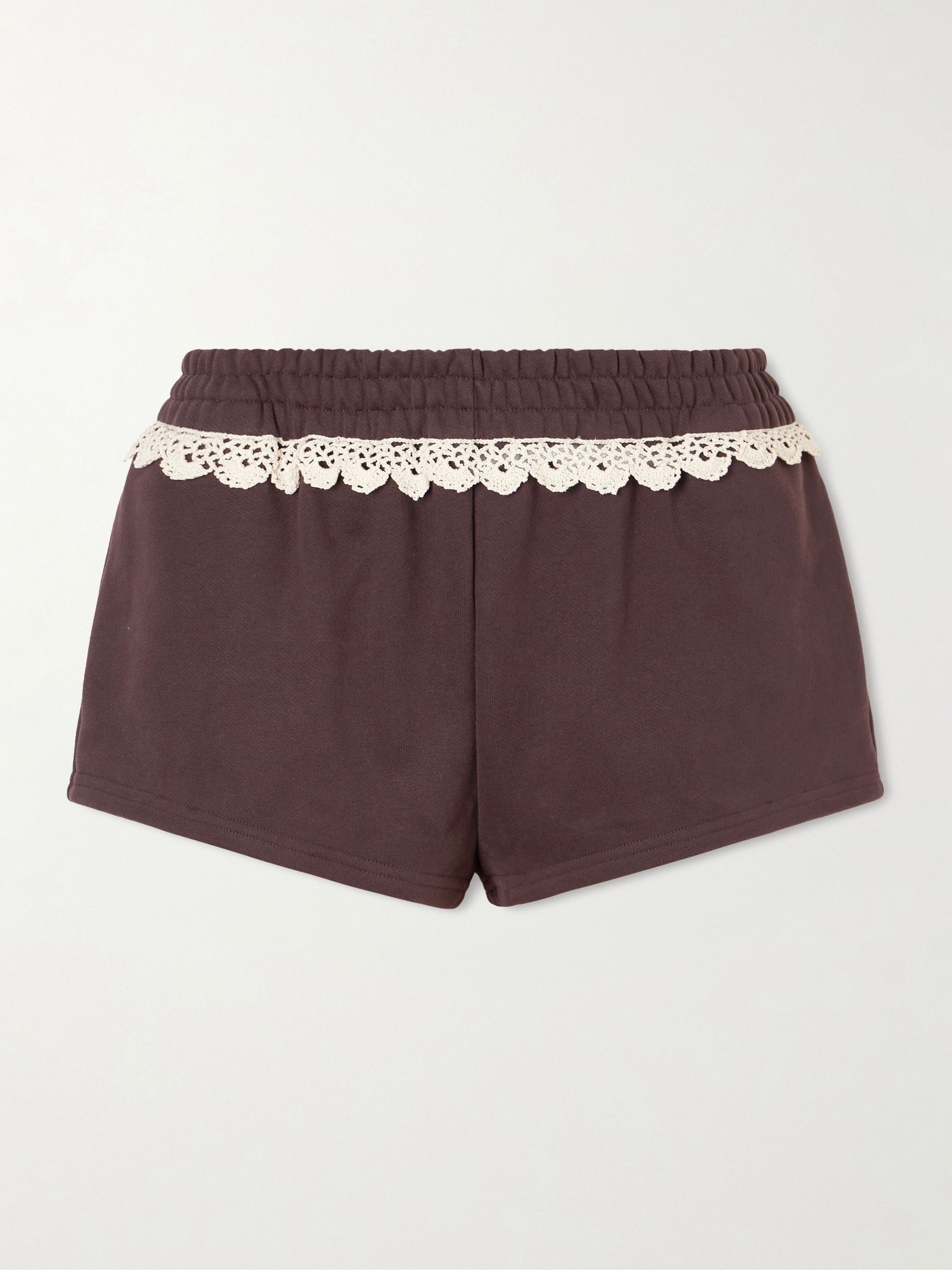 net-a-porter, Lace-Trimmed Cotton-Jersey Shorts