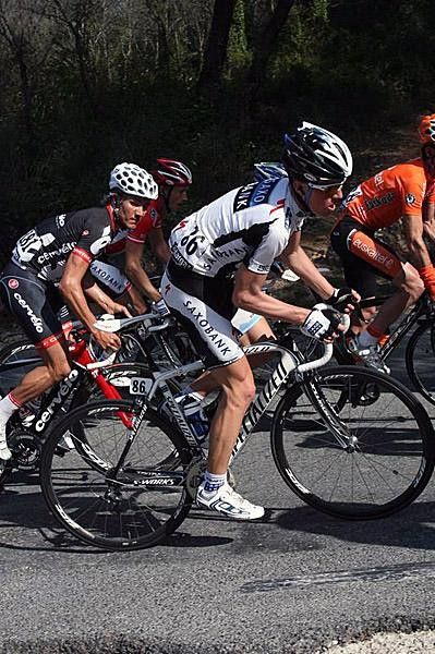Heinrich Haussler (l) and Chris S&oslash;rensen head up one of the climbs.