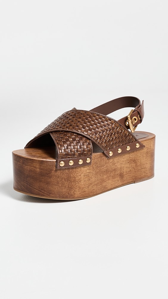 Woven Platform Sandals - Walnut