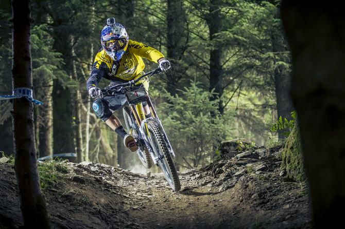 Gee Atherton (GT) on his way to winning the British Downhill National Championships