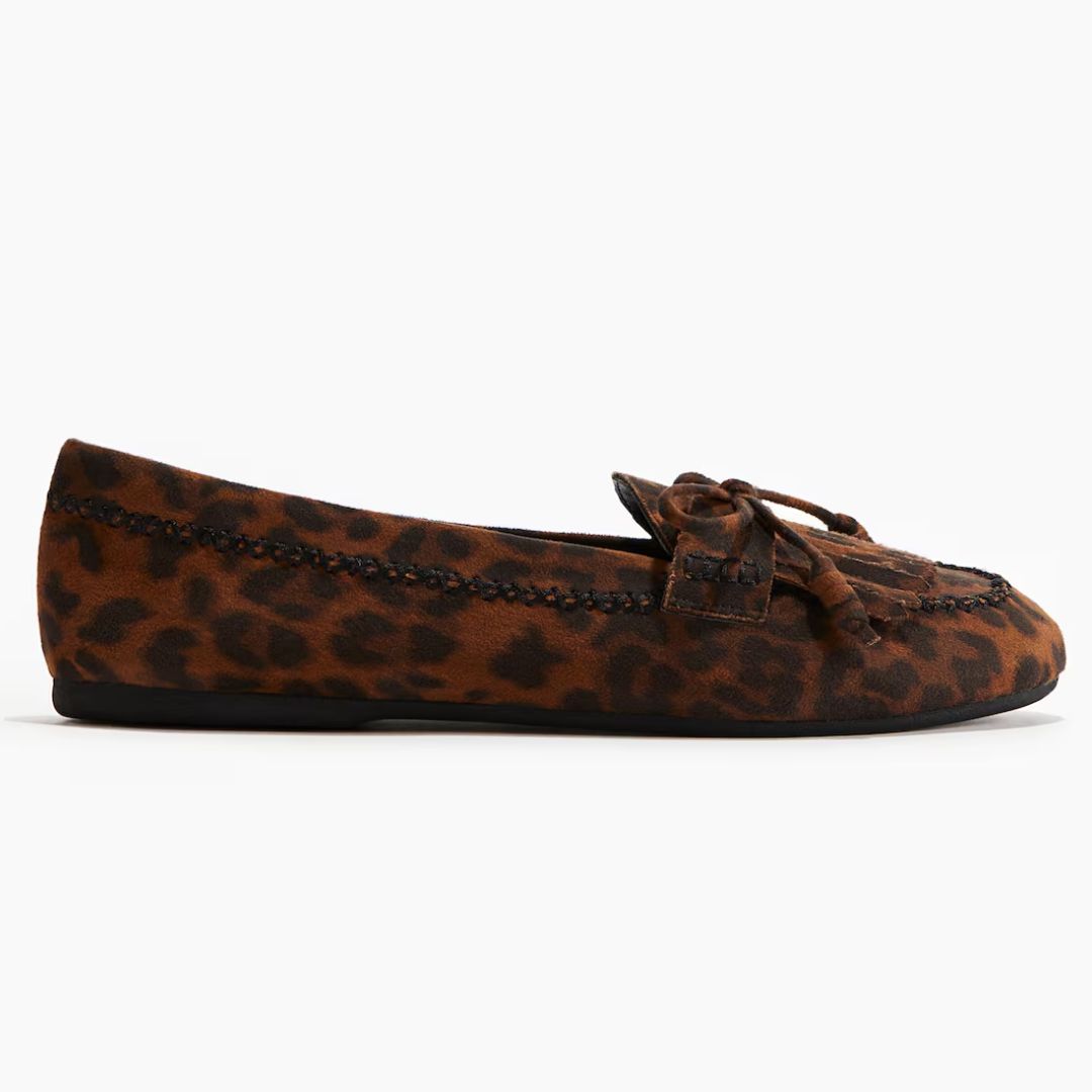 H&amp;amp;M Leopard Print Bow Detail Loafers