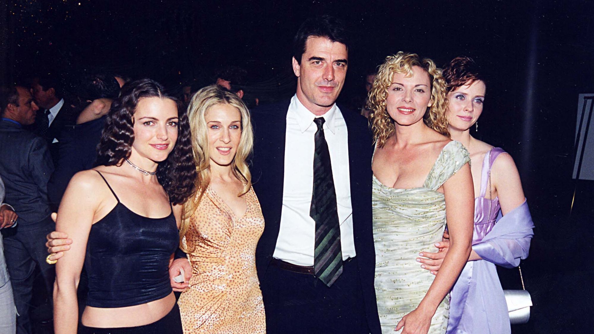 Kristin Davis, Sarah Jessica Parker, Chris Noth, Kim Cattrall and Cynthia Nixon at a party in Los Angeles in 1999