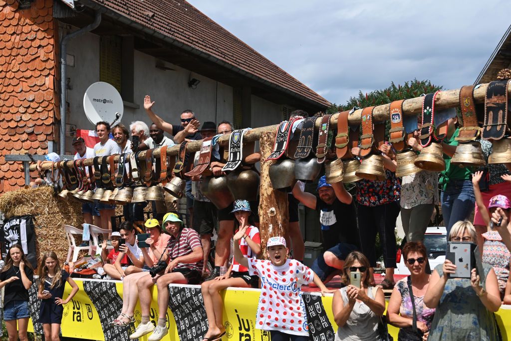 POLIGNY FRANCE JULY 21 Fans during the stage nineteen of the 110th Tour de France 2023 a 1728km stage from MoiransenMontagne to Poligny UCIWT on July 21 2023 in Poligny France Photo by Tim de WaeleGetty Images